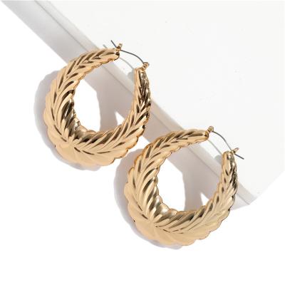 China TRENDY Trendy Gold Plated Big Circle Bamboo Heart Shape Punk Street Dance Earrings For Women for sale