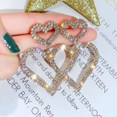 China TRENDY Trendy Gold Plated Heart Design Crystal Zircon Drop Statement Earrings For Women for sale