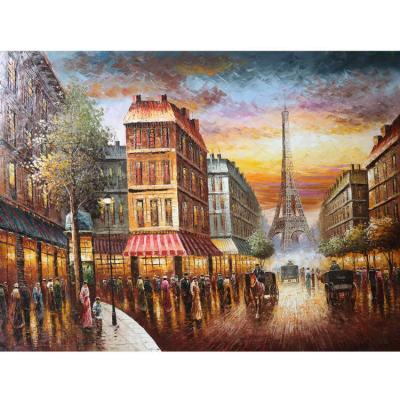 China CLASSIC Pure Hand Made Paris Landscape Scene Art Eiffel Tower Oil Painting on Canvas for Home Decoration for sale