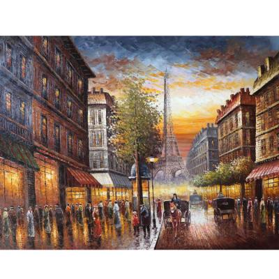 China CLASSIC Eiffel Tower Paris Street Landscape Oil Paintings Handmade On Canvas for sale