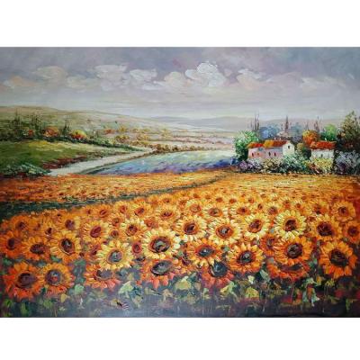 China 100% Hand Painted Modern Abstract Sunflowers Oil Paintings On Canvas for sale