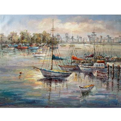 China Modern Hotel Decoration Handmade Beautiful Seascape Oil Painting On Canvas Bedroom Landscape Paintings for sale