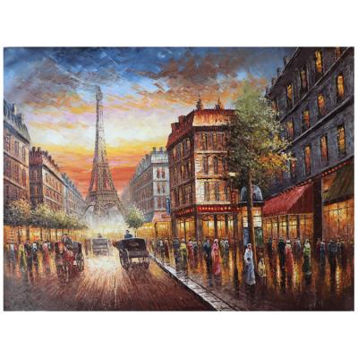 China Contemporary Popular Hand Painted Scene of Paris Eiffel Tower Abstract on Canvas Art Oil Paintings for Decorative for sale