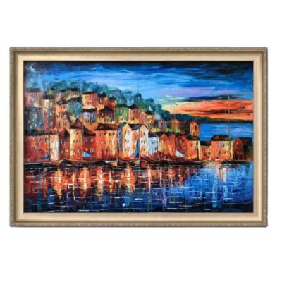 China Thick Canvas Traditional Professional Wall Art Seaside Knife Art Maker Oil Painting Home Decoration for sale