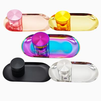 China Stainless Steel Rainbow Grinders Kit Rolling Tray Metal Sets Custom for sale