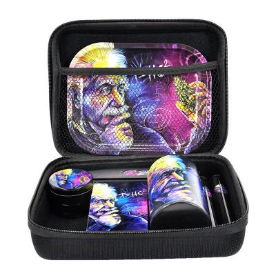 China Wholesale Zinc Alloy 8 PCS Portable Rolling Plastic Crusher Accessories Kit Rolling Tray Set Pot Tube Tray Kit Stash Box With Stash for sale