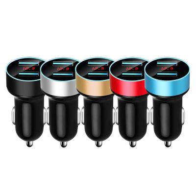 China Support Dual Car Charger 5V 3.1A Fast Charging USB Port LED Display Cigarette Lighter Phone Charging Adapter for sale