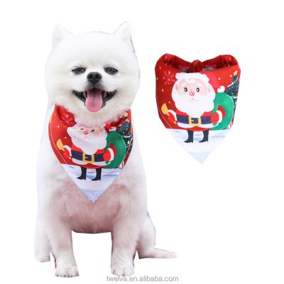 China Large Dog Bandana Print Santa Claus Dog Bandana Christmas Viable Festival Dog Scarf Pet Dog Bandana Christmas for sale