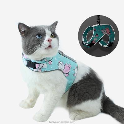 China Cartoon Dogs Collar Reflective Leash and Harness Pet Control Harness Cat Reflective Harness and Leash for sale