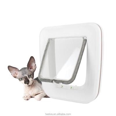 China White Square Cat Door Flap Entrance Exit Cat Door Hole Durable Indoor Self-Contained Narrow Cat Door for sale