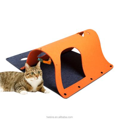 China New Design Folding DIY Tunnel Pet Toy Stored Cat Tunnel Cover Puzzle Tunnel Interactive Felt Cat for sale