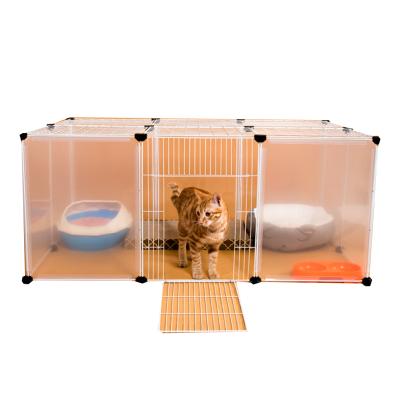 China Sustainable Portable Luxury Metal Cat Cage Indoor Anti-Runway Cat Cage Pet Eat Sleep Fence Cat Cage for sale