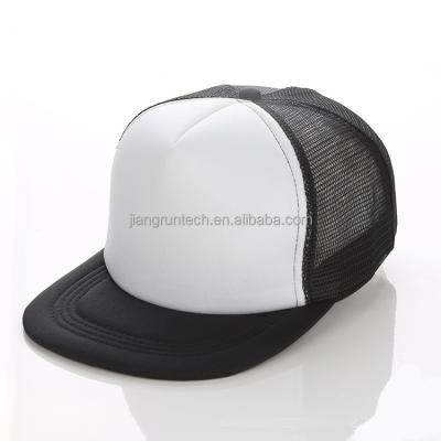 China COMMON Snapback High Quality Black White Color Two Brim 5 Panel Foam Mesh Flat Trucker Hat for sale