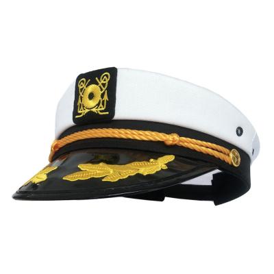 China Wholesale Character White Embroidery Cap Captain Hat Party Sailor Military Hat for sale