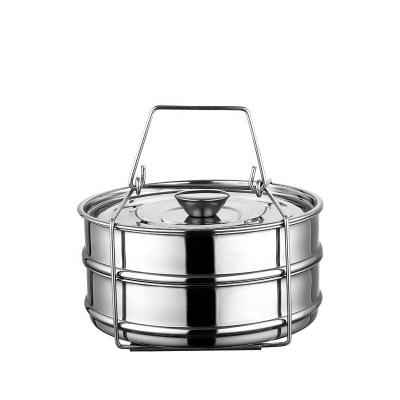 China Sustainable stackable 304 food steamer basket stainless steel steamer insert cookware pot with flange for sale