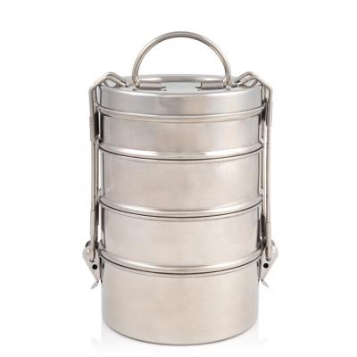 China Stainless Steel Tiffin Sustainable Food Storage Container Set Airtight Bento Lunch Box With Handle for sale