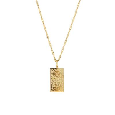 China Brand Luxury Tarot BOHEMIA Square The Sun Pendant Necklaces For Women 18K Vacuum Golden Stainless Steel Tarot Necklace for sale