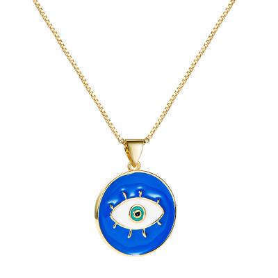 China Tasty BOHEMIA Copper Around Gold Plated Devil's Eye Necklace Wholesale For Women Candy Color Necklace Enamel Charm Necklaces for sale