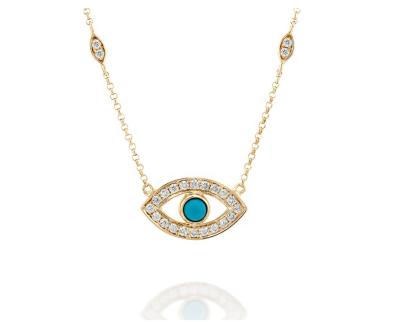 China Wholesale Alloy Inlay Cubic Zirconia Bling Evil Eyes Gold Plated Women Jewelry Micro Non-fading Necklace for sale