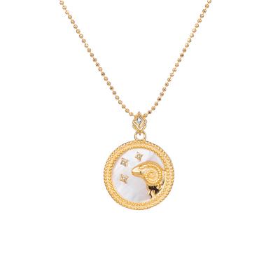 China Vintage 12 Vintage Minimalist Astrology Zodiac Coin Pendant Necklace For Women Gift Horoscope Gold Plated Jewelry 925 Silver for sale