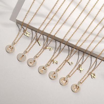 China New Vintage Design Gold Plated Custom A-Z 26 Initial Letter Pendant Necklace Personalized Jewelry 925 Sterling Silver for sale