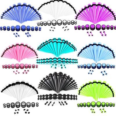 China 36pcs/lot 14G-00G punk ear gauge taper stretch kits mixed color ear flesh tunnel expansion piercing acrylic ear plugs for sale