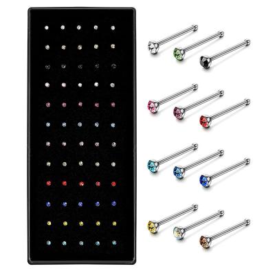 China BOHEMIA YICAI 60 40pcs/set Nose Ring Fashion Body Jewelry Colorful Nose Piercing Stud 1.8mm Crystal Stainless Steel Nose Ring for sale