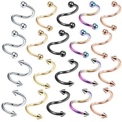 China New punk S shape 16G Cartilage Tragus Labret Lip Piercing Helix Piercing 316L Stainless Steel Body Jewelry for sale