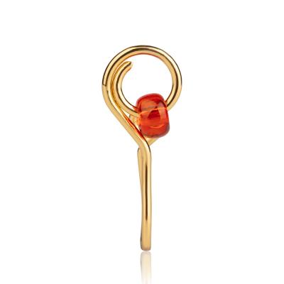 China FASHIONABLE Hot Red Fake 18K Gold Wire Beaded Nose Rings For Women Non-Piercing Stainless Steel Nose Cuffs for sale