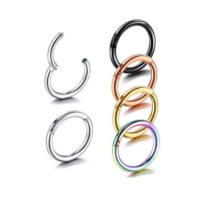 China 1pcs CLASSIC Simple Circle 316l Stainless Steel Helix Piercings For Women Men 1.0/1.2/1.6mm Clicker Septum Hinged Nose Ring for sale