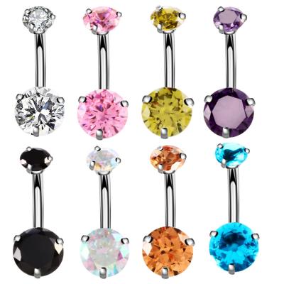 China CLASSIC Simple Shiny Multicolor Daily Navel Ombligo 316L Stainless Steel Navel Piercing Belly Ring Crystal Navel Ring Fow Girl for sale