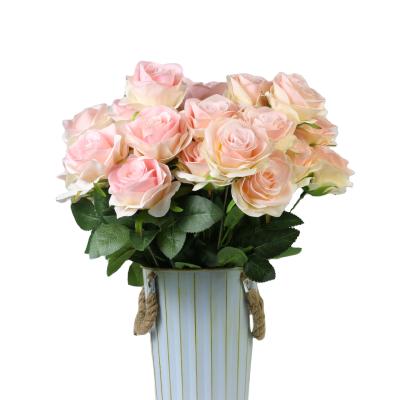 China Home Romantic 12 Heads Bride Hand Flowers Wedding Artificial Rose Bouquet With Multicolor for sale