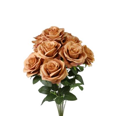 China Factory Supply 12 Heads Home Rose Artificial Bouquet Cemetery Flowers For Memorial Day for sale