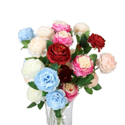 China Natural Artificial Peony Single Flower Heads 3 Touch Stem Multi Colors Bloom For Wedding Decoration for sale