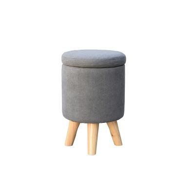 China Small Size Fancy Storage Stool Ottoman Chair Round Shape Wood Leg Ottoman Cheap Price Storage Stool for sale