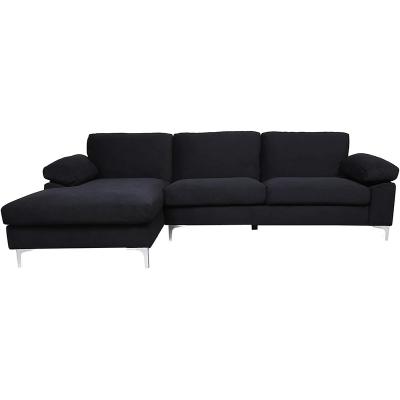 China Convertible Design L Shape European Corner Sofa Sets Modern , Black Velvet Style Oversized Sofa for sale