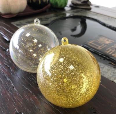 China Hot Selling PS Ball 4~20 Cm Large Christmas Bauble Ornament Flashing Gold Clear Ball Tree Decorations for sale