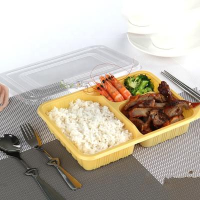 China 3 Compartment Clear Sized Microwave Safe Food PP Blister Packaging Container Custom Clamshell Packaging for sale