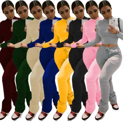 China Custom Women Anti Wrinkle Tracksuits Thick Stacked Pants Sets Plus Size Fashion 2 Pieces Sets Tracksuits Fashionable Skinny Clothing for sale