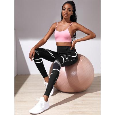 China Yoga Belly Waist Stretch Antibacterial Antibacterial Black Printed Gym Hip-lifting Top Pants Sports Arm Warmers for sale