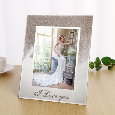 China Modern Simplicity Crushed Diamond Wedding Mirror Photo Frame Crystal Silver Glass Picture Frame Photography Size 8*10 inch for sale