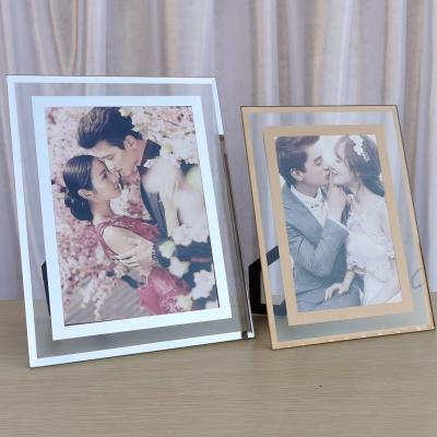 China Modern Simplicity Porcelain Modern Picture Frame Casting Clear Crystal Silver Glass Custom Logo Photo Frame 5 6 7 8 Inch 10 A4 for sale