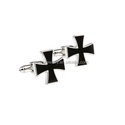 China Eco friendly Custom Three Color Cross Enamel Cufflink Jesus Christ Germany Medal Cufflinks epoxy brooches pins tie clips necklace for sale