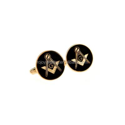 China Eco friendly New Gold Masonic Freemason symbol black cufflinks factory for sale