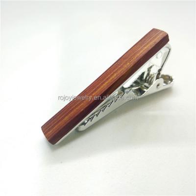 China Eco friendly Custom Jewelry  Made Wood Tie Clip swith Custom logo brass cufflinks tie bars for sale