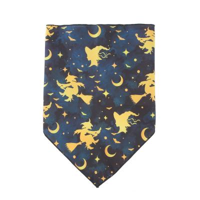 China Stocked Halloween Wizard print cotton knit pet bandana for sale