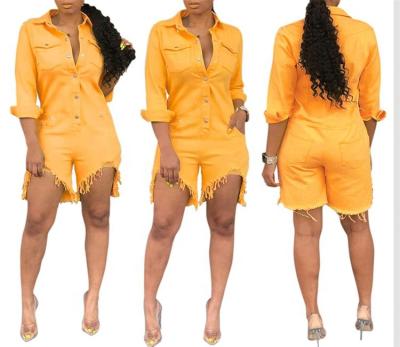 China Wholesale Breathable Women Long Sleeve One Piece Mini Shorts Jumpsuit Casual One Piece Rompers With Pocket for sale