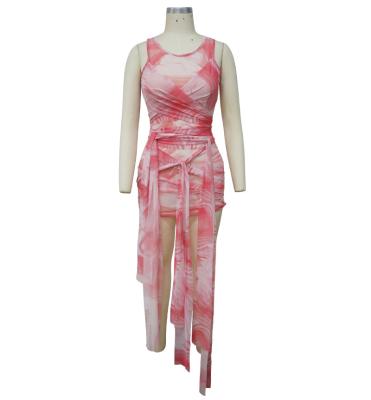 China Quality Price Guaranteed Appropriate Polyester Breathable Tie Dye Irregular Women Bodycon Mini Dress for sale