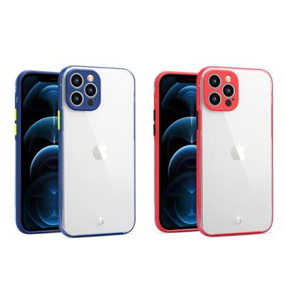 China Anti-drop Color Buttons PC Friendly Acrylic Art Skin Feel Transparent Hard Phone Case For iPhone Samsung for sale