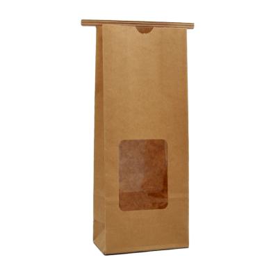 China Recyclable Custom Printed eco friendly paper bag kraft paper bread bags Sandwich Takeaway Fast Food Packaging Bags with Clear Window for sale